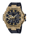 G-SHOCK MEN'S GOLD-TONE AND BLACK RESIN STRAP WATCH 53.8MM GSTB100GB1A9