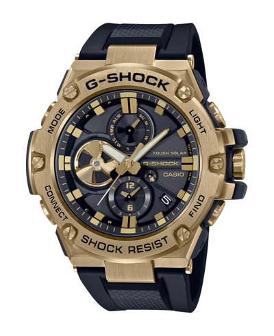 G-shock Men's Gold-tone And Black Resin Strap Watch 53.8mm Gstb100gb1a9 In Black And Gold-tone