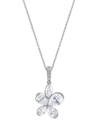 Badgley Mischka Lab Grown Diamond Pear, Marquise, & Round Flower 18" Pendant Necklace (1-3/4 Ct. T.w.) In 14k White In Gold