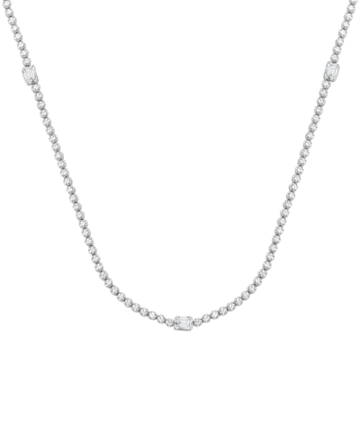 Badgley Mischka Lab Grown Diamond Round- & Emerald-cut 17" Collar Necklace (3 Ct. T.w.) In 14k White Gold