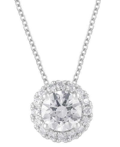 Badgley Mischka Lab Grown Diamond Halo 18" Pendant Necklace (1-1/5 Ct. T.w.) In 14k White, Yellow Or Rose Gold In White Gold