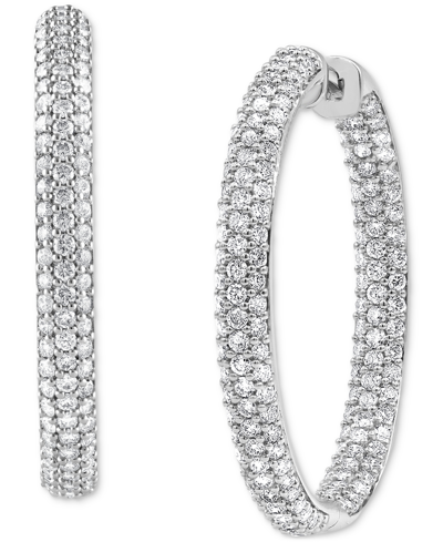 Badgley Mischka Lab Grown Diamond In & Out Medium Hoop Earrings (3 Ct. T.w.) In 14k White Gold
