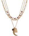 LONNA & LILLY LONNA & LILLY GOLD-TONE MIXED STONE MOON MULTI-CHARM LAYERED PENDANT NECKLACE, 16" + 3" EXTENDER