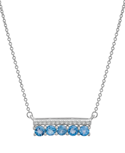 Macy's Amethyst (3/4 Ct. T.w.) & Diamond (1/10 Ct. T.w.) Bar 17" Pendant Necklace In Sterling Silver (also In Blue Topaz