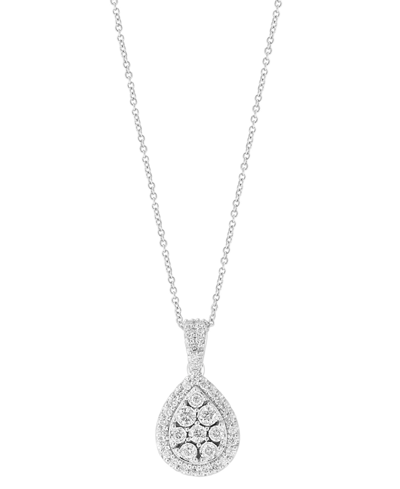 Effy Collection Effy Diamond Teardrop Halo Cluster 18" Pendant Necklace (3/4 Ct. T.w.) In 14k White Gold
