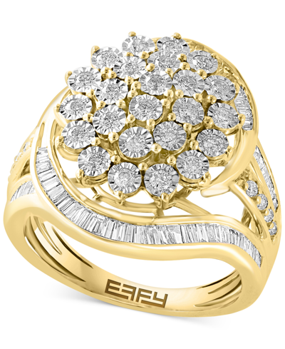 Effy Collection Effy Diamond Round & Baguette Cluster Swirl Ring (7/8 Ct. T.w.) In 14k Gold In Two Toned