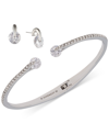 GIVENCHY 2-PC. SET COLOR FLOATING STONE & CRYSTAL CUFF BANGLE BRACELET & MATCHING STUD EARRINGS