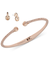Givenchy 2-pc. Set Color Floating Stone & Crystal Cuff Bangle Bracelet & Matching Stud Earrings In Pink