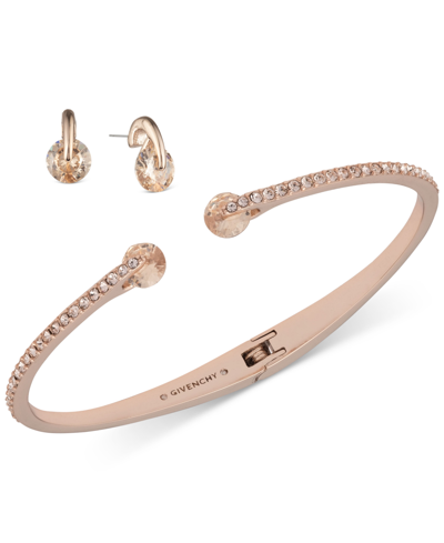 Givenchy 2-pc. Set Color Floating Stone & Crystal Cuff Bangle Bracelet & Matching Stud Earrings In Pink