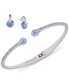 GIVENCHY 2-PC. SET COLOR FLOATING STONE & CRYSTAL CUFF BANGLE BRACELET & MATCHING STUD EARRINGS