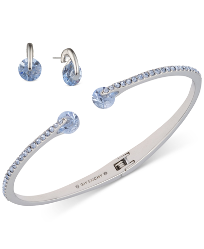 Givenchy 2-pc. Set Color Floating Stone & Crystal Cuff Bangle Bracelet & Matching Stud Earrings In Blue