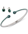 Givenchy 2-pc. Set Color Floating Stone & Crystal Cuff Bangle Bracelet & Matching Stud Earrings In Green