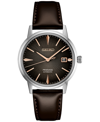 SEIKO MEN'S AUTOMATIC PRESAGE BROWN LEATHER STRAP WATCH 40MM