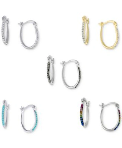 Giani Bernini Crystal Oval Hoop Earrings Collection Created For Macys In Multi