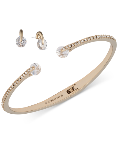 Givenchy 2-pc. Set Color Floating Stone & Crystal Cuff Bangle Bracelet & Matching Stud Earrings In Gold