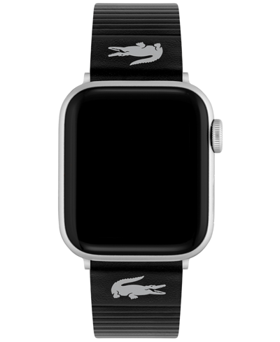 Lacoste Striping Black Leather Strap For Apple Watch 38mm/40mm Women's Shoes