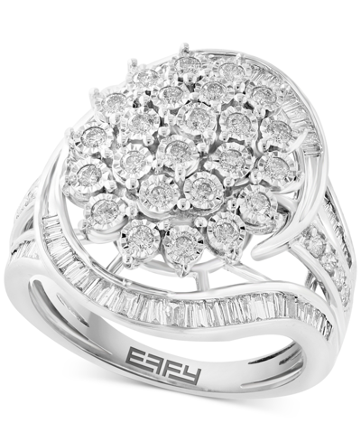 Effy Collection Effy Diamond Round & Baguette Cluster Swirl Ring (7/8 Ct. T.w.) In 14k Gold In White Gold