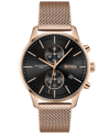 Hugo Boss Men's Chronograph Associate Carnation Gold-tone Stainless Steel Mesh Bracelet Watch 42mm Women's Sho In Rose Gold