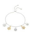 UNWRITTEN TWO TONE GOLD FLASH-PLATED CRYSTAL MULTI SNOWFLAKE BOLO BRACELET