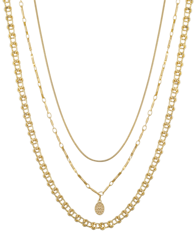 Unwritten 14k Gold Flash Plated Brass Virgin Mary Pendant On A Link Bar Chain, 3-piece Necklace Set