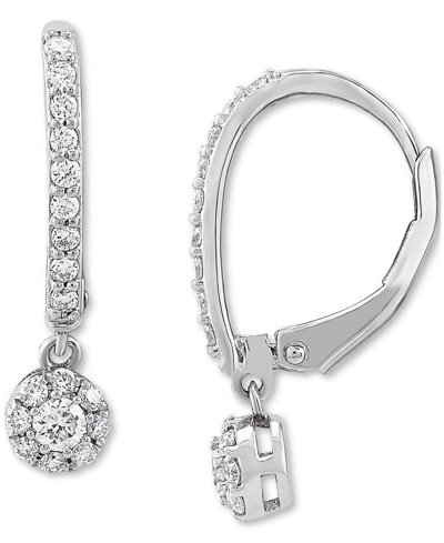 Forever Grown Diamonds Lab-created Diamond Cluster Dangle Hoop Earrings (1/2 Ct. T.w.) In Sterling Silver