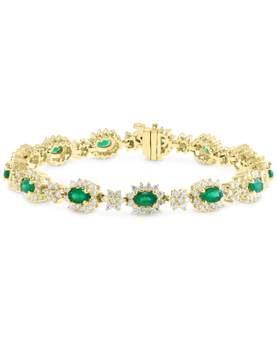 Effy Collection Effy Emerald (3-1/10 Ct. T.w.) & Diamond (2-3/8 Ct. T.w.) Bracelet In 14k Gold