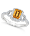 Macy's Topaz (1/3 Ct. T.w.) Halo Ring In Sterling Silver In Citrine