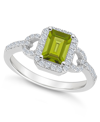 Macy's Topaz (1/3 Ct. T.w.) Halo Ring In Sterling Silver In Peridot