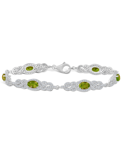 Macy's Peridot (3 1/3 Ct. T.w.) And Topaz (2 1/10 Ct. T.w.) Bracelet In Sterling Silver