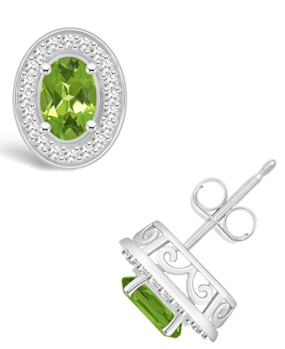 Macy's Amethyst (1-5/8 Ct. T.w.) & Diamond (1/5 Ct. T.w.) Halo Stud Earrings In Sterling Silver (also In Ci In Peridot