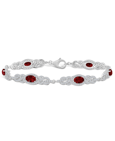 Macy's Garnet (3 1/2 Ct. T.w.) And Topaz (2 1/10 Ct. T.w.) Bracelet In Sterling Silver