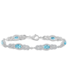 MACY'S SKY BLUE TOPAZ (3 2/5 CT. T.W.) AND WHITE TOPAZ (2 1/10 CT. T.W.) BRACELET IN STERLING SILVER