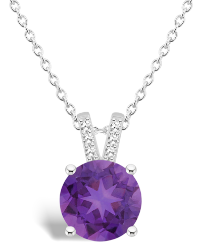 Macy's Women's Amethyst (1-3/4 Ct.t.w.) And Diamond Accent Pendant Necklace In Sterling Silver
