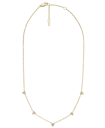 Fossil Sutton Trio Glitz Gold-tone Stainless Steel Station Necklace