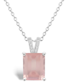 Macy's Women's Rose Quartz (3-1/6 Ct.t.w.) And Diamond Accent Pendant Necklace In Sterling Silver In Rose Quartz