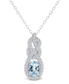 Macy's Topaz (3/8 Ct. T.w.) Halo Pendant Necklace In Sterling Silver In Sky Blue Topaz