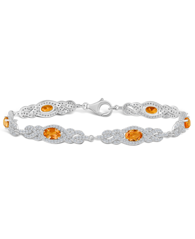 Macy's Citrine (2 2/3 Ct. T.w.) And Topaz (2 1/10 Ct. T.w.) Bracelet In Sterling Silver