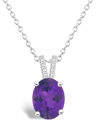 Macy's Women's Amethyst (2-1/2 Ct.t.w.) And Diamond Accent Pendant Necklace In Sterling Silver In Amethyst