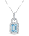 MACY'S TOPAZ (1/4 CT. T.W.) HALO PENDANT NECKLACE IN STERLING SILVER