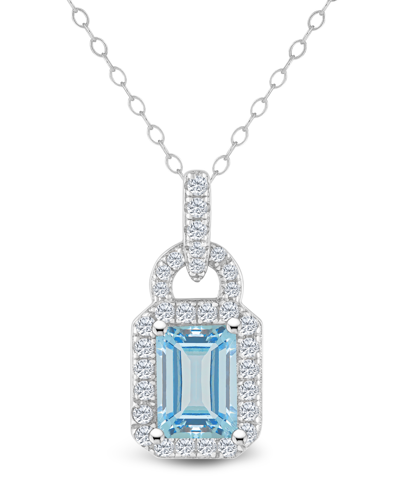 Macy's Topaz (1/4 Ct. T.w.) Halo Pendant Necklace In Sterling Silver In Sky Blue Topaz