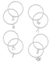 Macy's Silver Plate Charm Beaded Stretch Bracelets In Silver