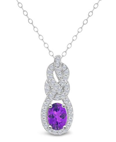 Macy's Topaz (3/8 Ct. T.w.) Halo Pendant Necklace In Sterling Silver In Amethyst