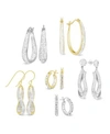 ESSENTIALS NOW THIS CRYSTAL HOOP EARRING COLLECTION IN SILVER PLATE GOLD PLATE OR ROSE GOLD PLATE