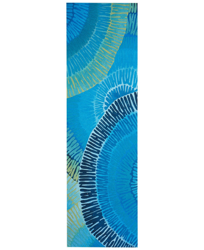Liora Manne Visions Iv Cirque 2'3" X 8' Runner Outdoor Area Rug In Blue