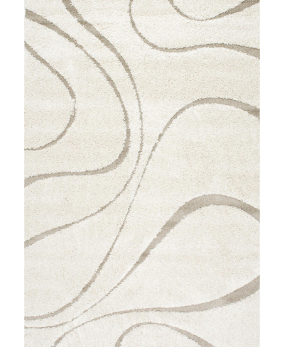 Nuloom Pattern Shag Cozy Soft And Plush Caroyln 5'3" X 7'6" Area Rug In Cream