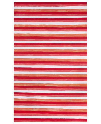 Liora Manne Visions Ii Painted Stripes 3'6" X 5'6" Outdoor Area Rug In Red