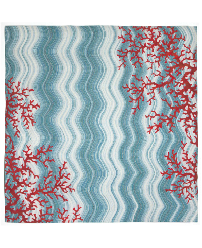 Liora Manne Visions Iv Coral Reef 8' X 8' Square Outdoor Area Rug In Aqua