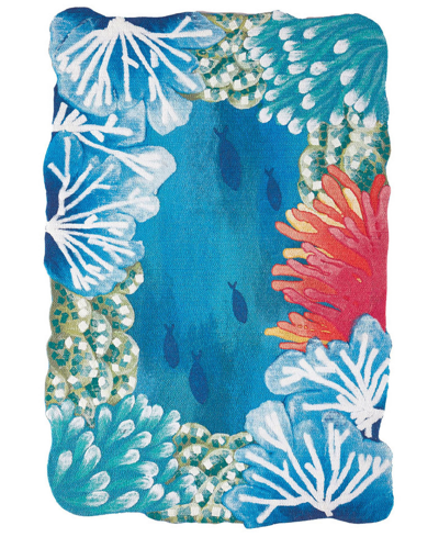 Liora Manne Visions Iv Reef Border 2' X 3' Outdoor Area Rug In Blue