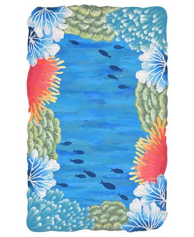 Liora Manne Visions Iv Reef Border 5' X 8' Outdoor Area Rug In Blue