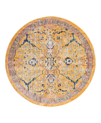 Bayshore Home Dolores Dol04 7' X 7' Round Area Rug In Yellow